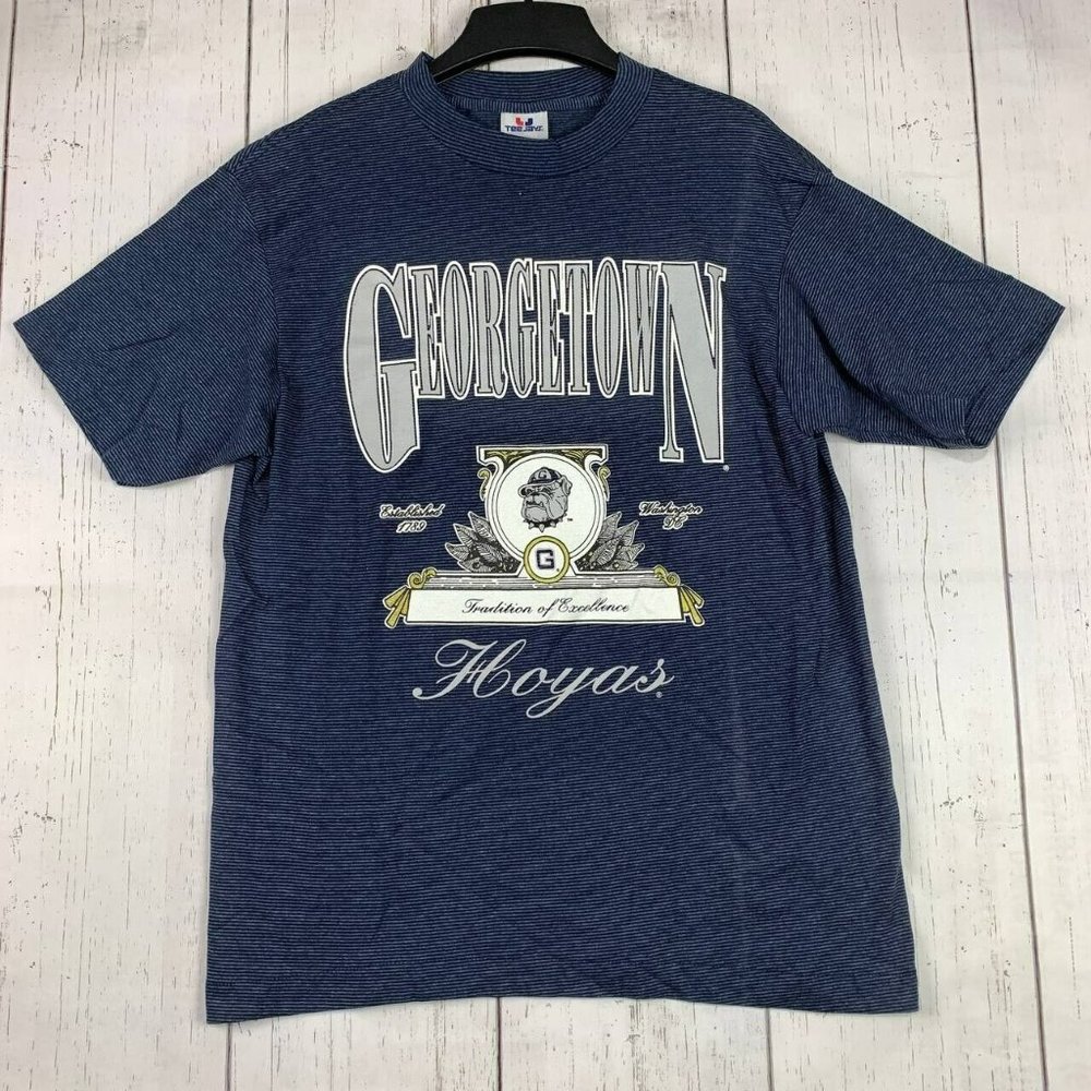 Vintage‎ Georgetown Hoyas NCAA Large Teejays Casual T-Shirt Blue Mens